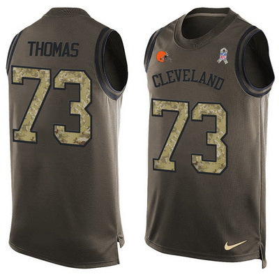 Mens Cleveland Browns 73 Joe Thomas Green Salute To Service Hot Pressing Player Name Number Nike Nfl Tank Top Jersey