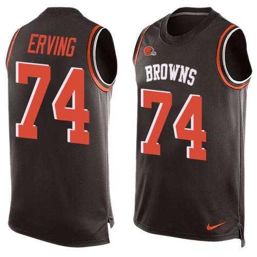 Mens Cleveland Browns 74 Cameron Erving Brown Hot Pressing Player Name Number Nike Nfl Tank Top Jersey
