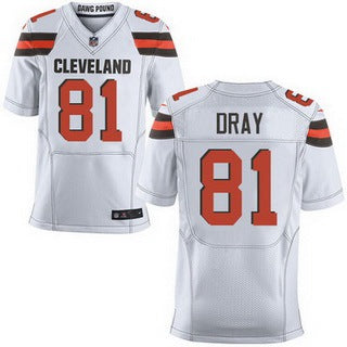 Mens Cleveland Browns 81 Jim Dray White Road 2015 Nfl Nike Elite Jersey