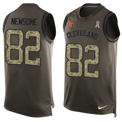 Mens Cleveland Browns 82 Ozzie Newsome Green Salute To Service Hot Pressing Player Name Number Nike Nfl Tank Top Jersey