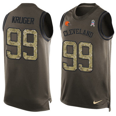 Mens Cleveland Browns 99 Paul Kruger Green Salute To Service Hot Pressing Player Name Number Nike Nfl Tank Top Jersey