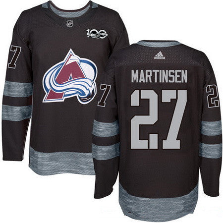 Mens Colorado Avalanche 27 Andreas Martinsen Black 100th Anniversary Stitched Nhl 2017 Adidas Hockey Jersey