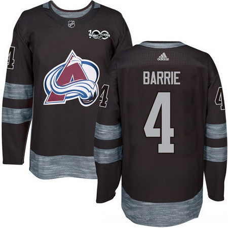 Mens Colorado Avalanche 4 Tyson Barrie Black 100th Anniversary Stitched Nhl 2017 Adidas Hockey Jersey
