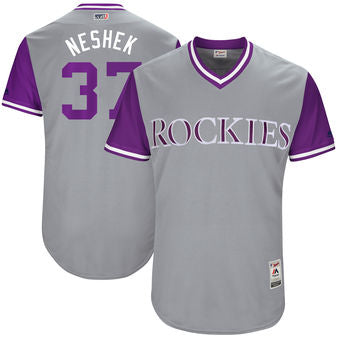 Mens Colorado Rockies Pat Neshek Neshek Majestic Gray 2017 Players Weekend Authentic Jersey