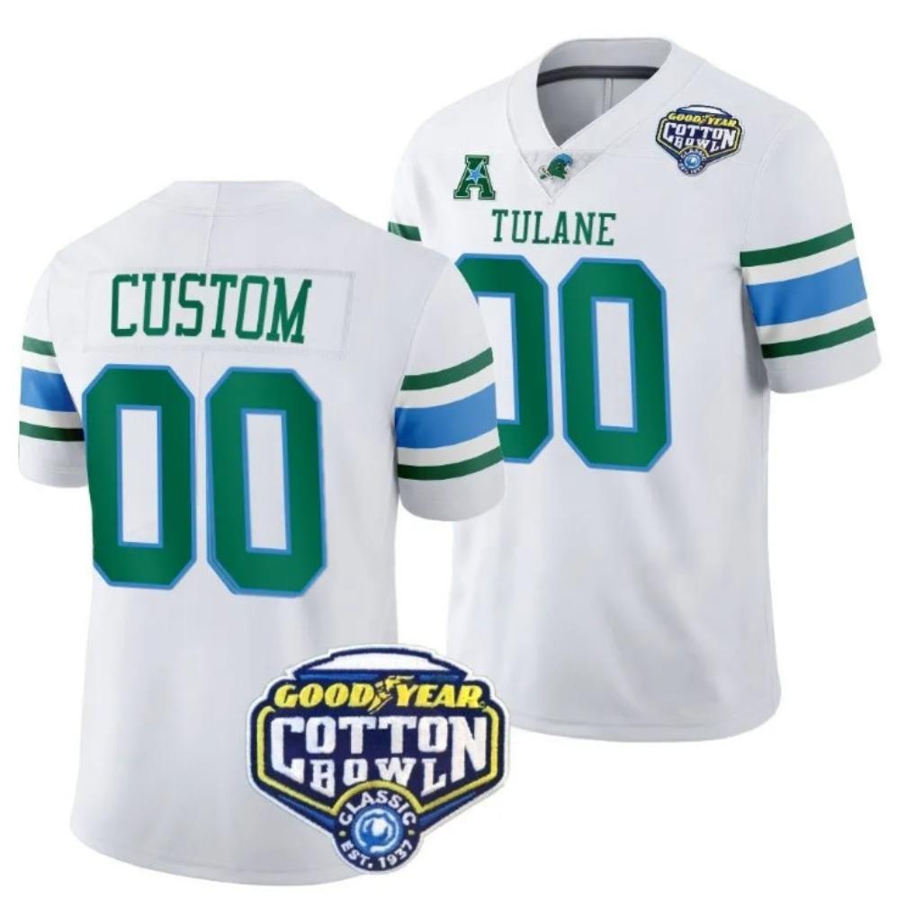 Mens Custom White Jersey Tulane Green Wave Acc Football Championship