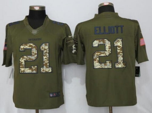 Mens Dallas Cowboys 21 Ezekiel Elliott Green Salute To Service 2015 Nfl Nike Limited Jersey