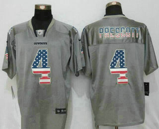 Mens Dallas Cowboys 4 Dak Prescott Gray Flag Fashion Nfl Nike Elite Jersey