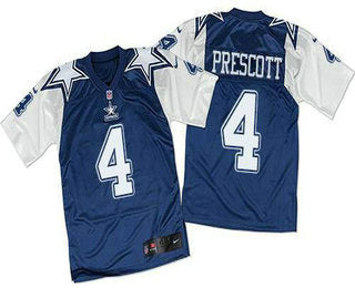 Mens Dallas Cowboys 4 Dak Prescott Navy Blue White Throwback Nfl Elite Jersey