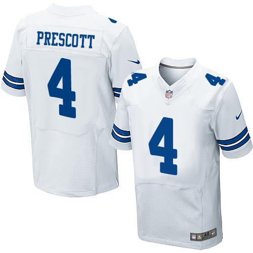 Mens Dallas Cowboys 4 Dak Prescott White Road Nfl Nike Elite Jersey