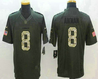 Mens Dallas Cowboys 8 Troy Aikman Green Salute To Service Stitched Nfl Nike Limited Jersey