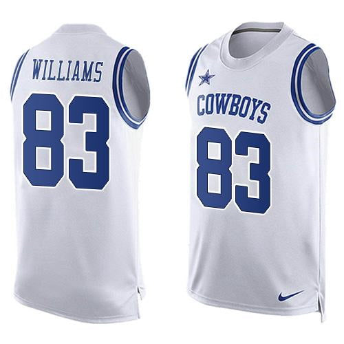 Mens Dallas Cowboys 83 Terrance Williams Nike White Printed Player Name Number Tank Top