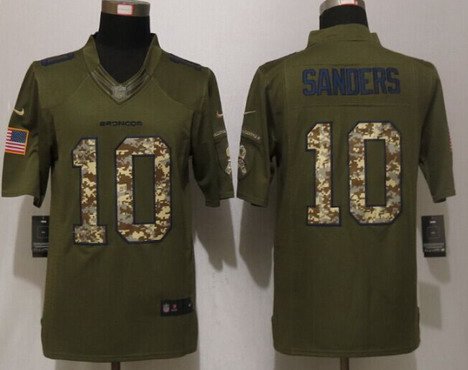 Mens Denver Broncos 10 Emmanuel Sanders Green Salute To Service 2015 Nfl Nike Limited Jersey