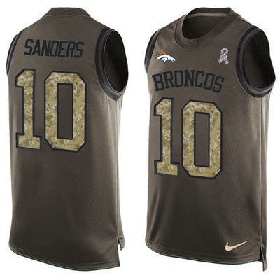 Mens Denver Broncos 10 Emmanuel Sanders Olive Green Salute To Service Hot Pressing Player Name Number Nike Nfl Tank Top Jersey