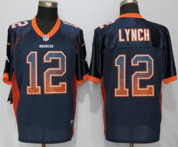 Mens Denver Broncos 12 Paxton Lynch Navy Blue Drift Fashion Nfl Nike Elite Jersey