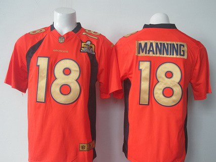 Mens Denver Broncos 18 Peyton Manning Orange Super Bowl 50th Anniversary 2016 Nfl Nike Game Jersey