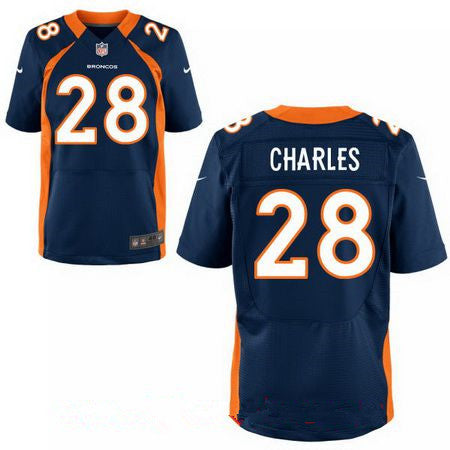 Mens Denver Broncos 28 Jamaal Charles Navy Blue Alternate Stitched Nfl Nike Elite Jersey