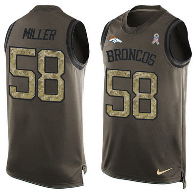 Mens Denver Broncos 58 Von Miller Olive Green Salute To Service Hot Pressing Player Name Number Nike Nfl Tank Top Jersey