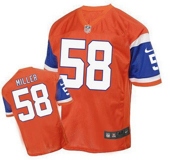 Mens Denver Broncos 58 Von Miller Orange 1998 Retro Elite Jersey