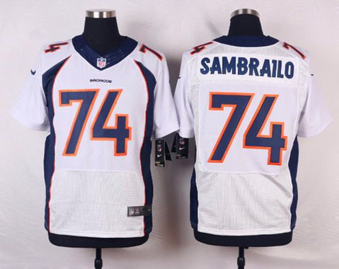 Mens Denver Broncos 74 Ty Sambrailo White Road Nfl Nike Elite Jersey