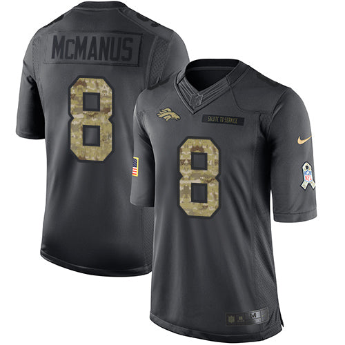 Mens Denver Broncos 8 Brandon Mcmanus Black Anthracite 2016 Salute To Service Stitched Nfl Nike Limited Jersey
