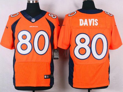 Mens Denver Broncos 80 Vernon Davis Orange Team Color Nfl Nike Elite Jersey