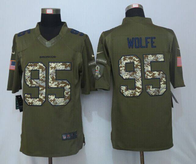 Mens Denver Broncos 95 Derek Wolfe Green Salute To Service 2015 Nfl Nike Limited Jersey