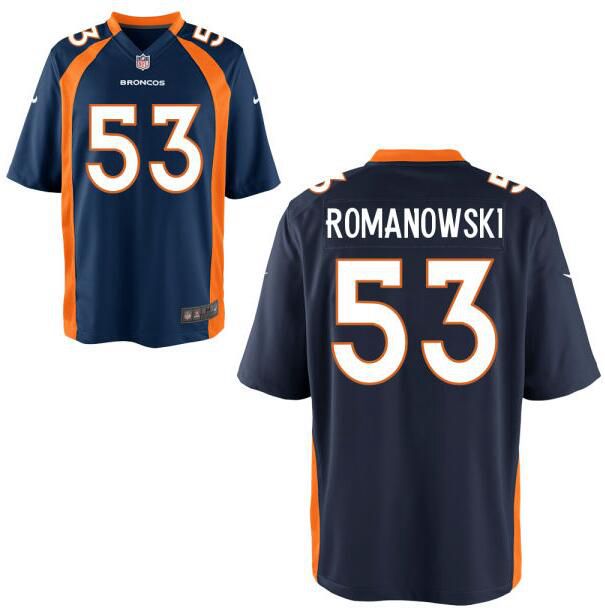 Mens Denver Broncos Retired Player 53 Bill Romanowski Blue Nfl Nike Elite Jersey