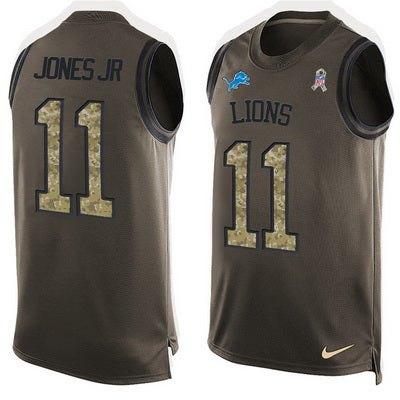 Mens Detroit Lions 11 Marvin Jones Jr Green Salute To Service Hot Pressing Player Name Number Nike Nfl Tank Top Jersey