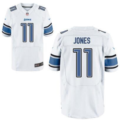 Mens Detroit Lions 11 Marvin Jones White Road Nfl Nike Elite Jersey