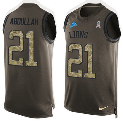 Mens Detroit Lions 21 Ameer Abdullah Green Salute To Service Hot Pressing Player Name Number Nike Nfl Tank Top Jersey