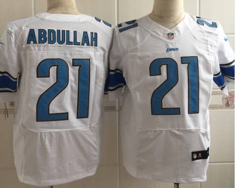 Mens Detroit Lions 21 Ameer Abdullah Nike White Elite Jersey