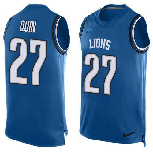 Mens Detroit Lions 27 Glover Quin Light Blue Hot Pressing Player Name Number Nike Nfl Tank Top Jersey