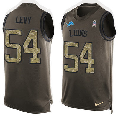 Mens Detroit Lions 54 Deandre Levy Green Salute To Service Hot Pressing Player Name Number Nike Nfl Tank Top Jersey