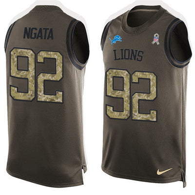 Mens Detroit Lions 92 Haloti Ngata Green Salute To Service Hot Pressing Player Name Number Nike Nfl Tank Top Jersey