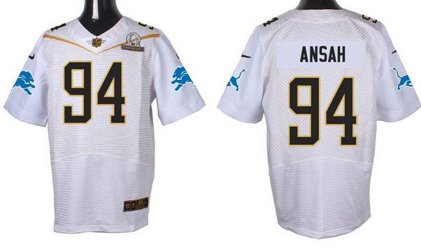 Mens Detroit Lions 94 Ezekiel Ansah White 2016 Pro Bowl Nike Elite Jersey