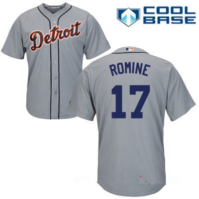 Mens Detroit Tigers 17 Andrew Romine Gray Road Stitched Mlb Majestic Cool Base Jersey