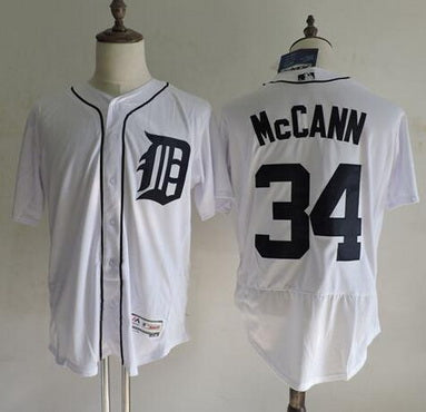 Mens Detroit Tigers 34 James Mccann White Home 2016 Flexbase Majestic Baseball Jersey