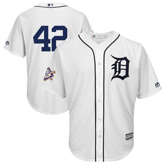 Mens Detroit Tigers Majestic White 42 Jackie Robinson Day Official Cool Base Jersey