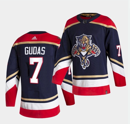 Mens Florida Panthers 7 Radko Gudas 2021 Reverse Retro Adidas Navy Jersey