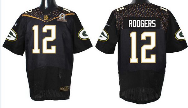 Mens Green Bay Packers 12 Aaron Rodgers Black 2016 Pro Bowl Nike Elite Jersey