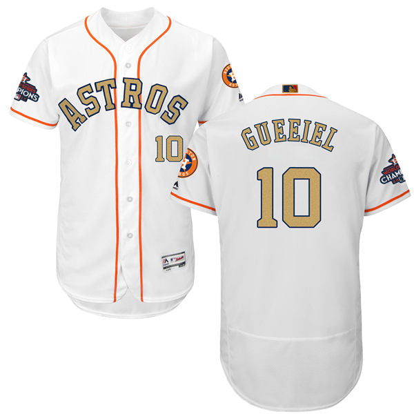 Mens Houston Astros 10 Yuli Gurriel White 2018 Gold Program Flexbase Stitched Mlb Jersey