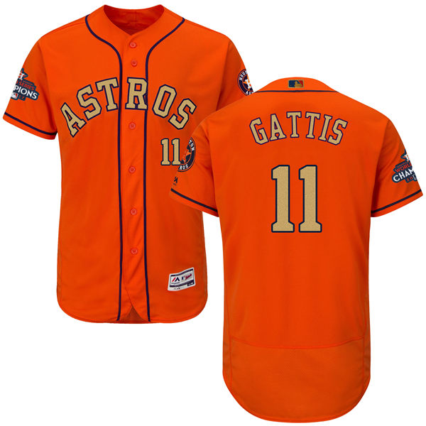 Mens Houston Astros 11 Evan Gattis Orange 2018 Gold Program Flexbase Stitched Mlb Jersey