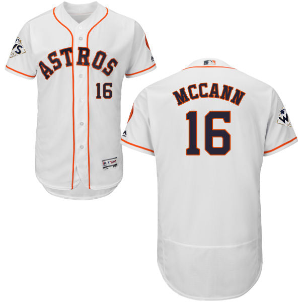 Mens Houston Astros 16 Brian Mccann White Flexbase Authentic Collection 2017 World Series Bound Stitched Mlb Jersey