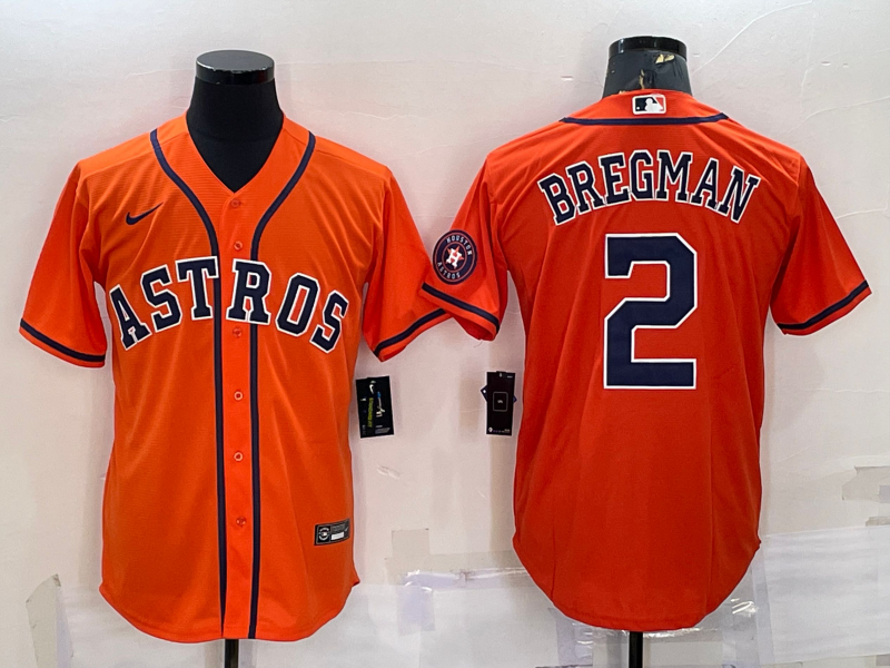 Mens Houston Astros 2 Alex Bregman Orange With Patch Stitched Mlb Cool Base Nike Jersey