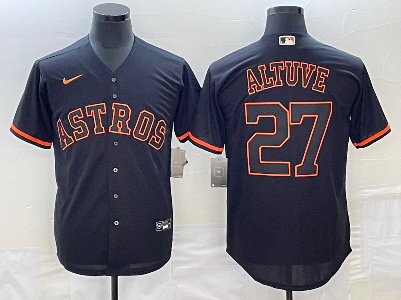 Mens Houston Astros 27 Jose Altuve Lights Out Black Fashion Stitched Mlb Cool Base Nike Jersey