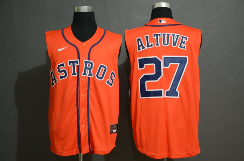 Mens Houston Astros 27 Jose Altuve Orange 2020 Cool And Refreshing Sleeveless Fan Stitched Mlb Nike Jersey
