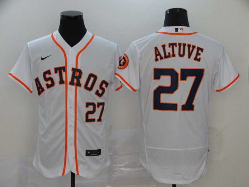 Mens Houston Astros 27 Jose Altuve White Stitched Mlb Flex Base Nike Jersey