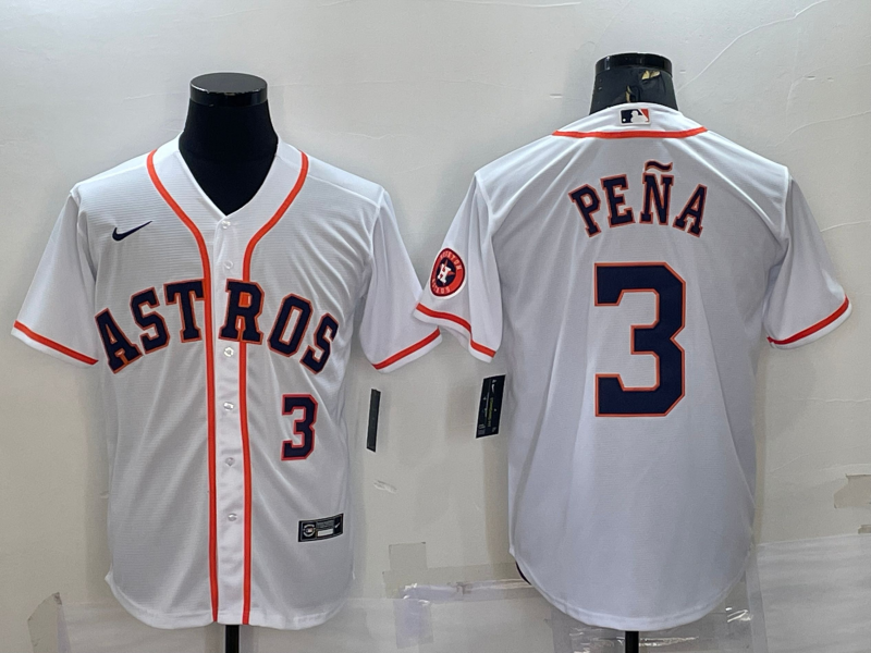 Mens Houston Astros 3 Jeremy Pena Number White With Patch Stitched Mlb Cool Base Nike Jersey