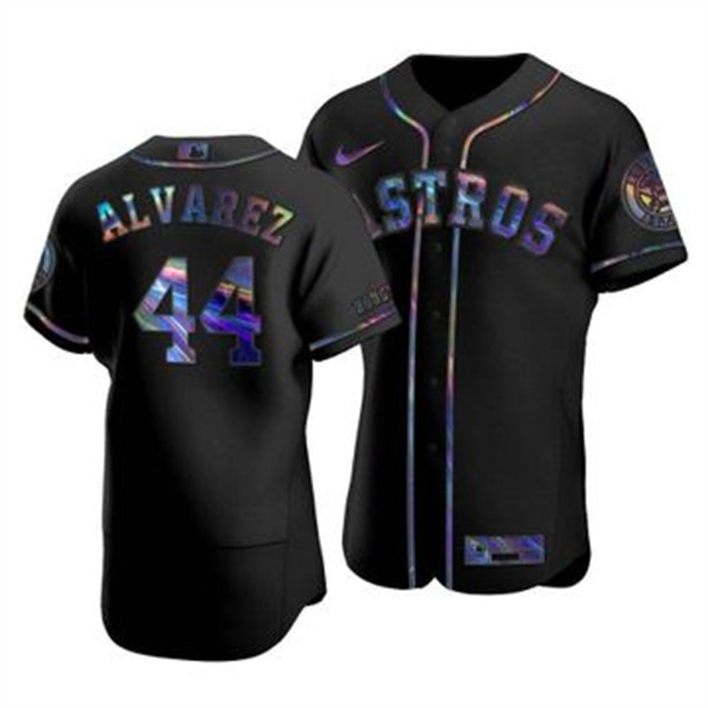 Mens Houston Astros 44 Yordan Alvarez Nike Iridescent Holographic Collection Mlb Jersey Black