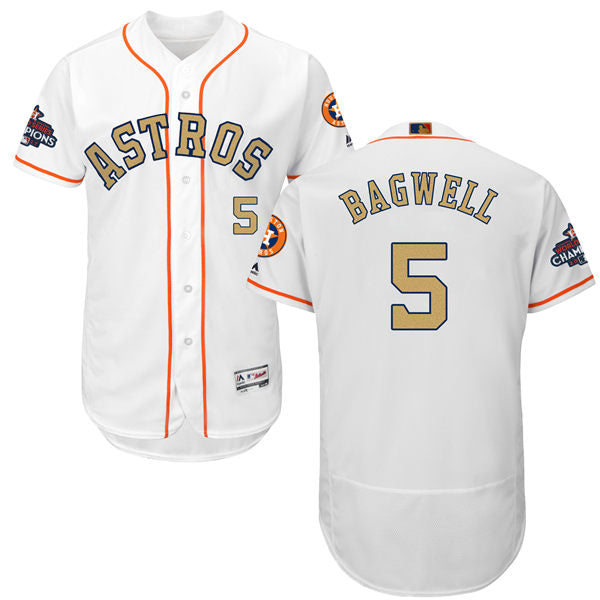 Mens Houston Astros 5 Jeff Bagwell White 2018 Gold Program Flexbase Stitched Mlb Jersey